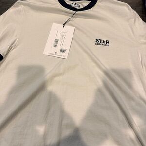 Golden Goose Cream T-Shirt with Black Details